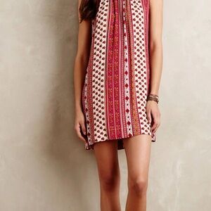 Anthropologie Red and White Halter Sundress